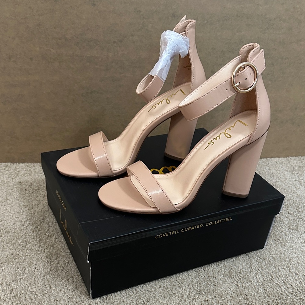Lulu's Nude Ankle Strap Heels
